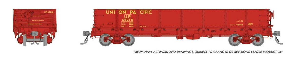 NP 40' Drop-Bottom Gondola - Ready to Run -- Union Pacific Random from Set #1 (Boxcar Red, yellow)
