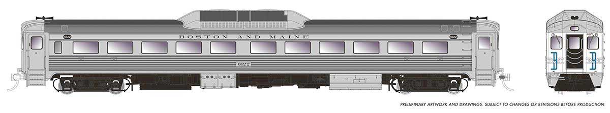 Budd RDC-1 Phase 1c - Standard DC -- Boston & Maine #6203 (McGinnis, stainless, white, blue, black)