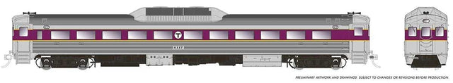 Budd RDC-1 Phase 1c - Standard DC -- Massachusetts Bay Transportation Authority MBTA #6133 (stainless, purple)