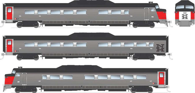 Budd Roger Williams 3-Car Set - Standard DC -- New Haven (stainless, black, red)
