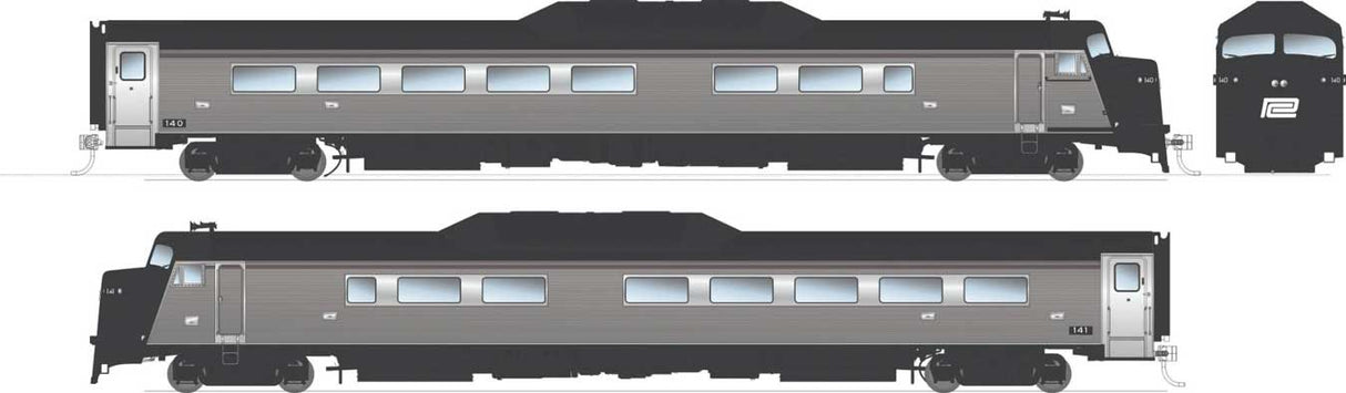 Budd Roger Williams 2-Car Set - Standard DC -- Penn Central (stainless, black, white)