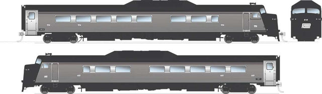 Budd Roger Williams 2-Car Set - Standard DC -- Penn Central (stainless, black, white)