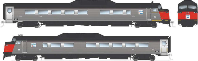 Budd Roger Williams 2-Car Set - Standard DC -- Amtrak (Phase 1, stainless, black, red, white)