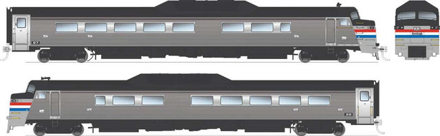 Budd Roger Williams 2-Car Set - Standard DC -- Amtrak (Phase 3, stainless, black, red, white, blue)