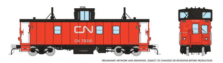 Hawker-Siddeley Caboose - Ready to Run -- Canadian National #79310 (As-Delivered, red, black, red/orange steps)
