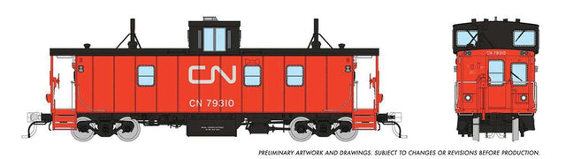 Hawker-Siddeley Caboose - Ready to Run -- Canadian National #79310 (As-Delivered, red, black, red/orange steps)