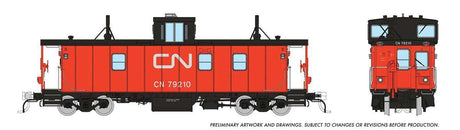 Hawker-Siddeley Caboose - Ready to Run -- Canadian National #79210 (Late, red, black, black steps)