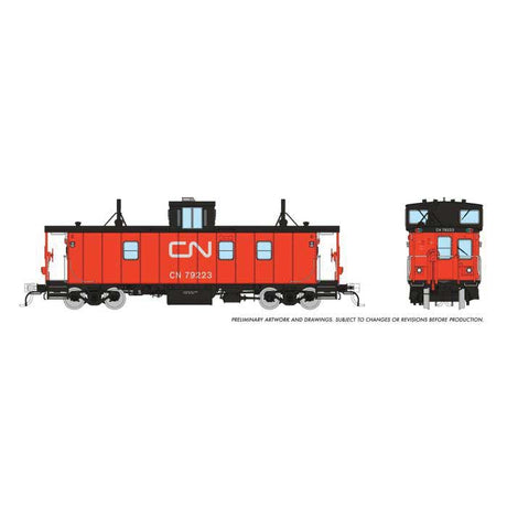 Hawker-Siddeley Caboose - Ready to Run -- Canadian National #79223 (Late, red, black, black steps)