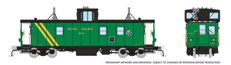 Hawker-Siddeley Caboose - Ready to Run -- Devco #9104 (green, yellow)