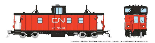 Hawker-Siddeley Caboose - Ready to Run -- Canadian National #79232 (Late, red, black, black steps)
