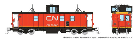 Hawker-Siddeley Caboose - Ready to Run -- Canadian National #79286 (Late, red, black, black steps, Int'l Service)