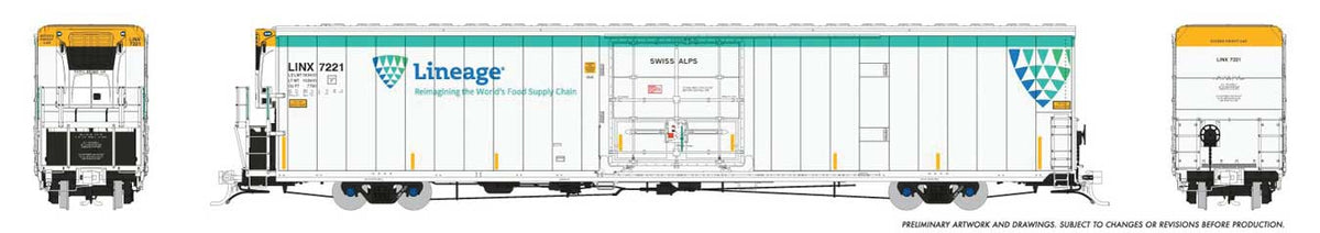 Greenbrier 72' IL 7780 Mechanical Reefer - Ready to Run -- Lineage #7221 Swiss Alps (white, green, blue)