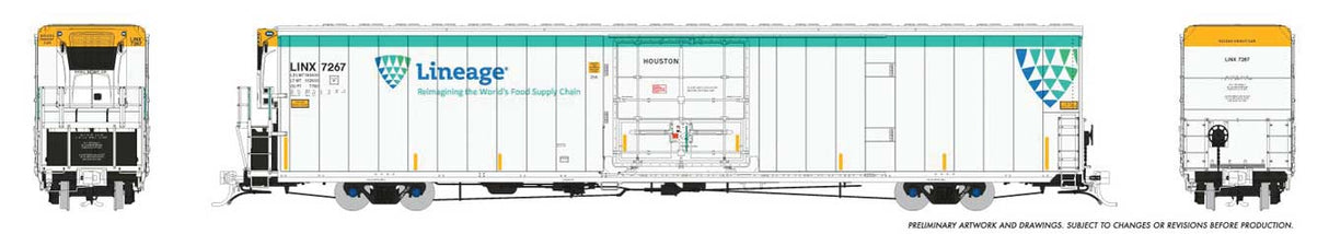 Greenbrier 72' IL 7780 Mechanical Reefer - Ready to Run -- Lineage #7267 Houston (white, green, blue)
