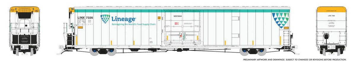 Greenbrier 72' IL 7780 Mechanical Reefer - Ready to Run -- Lineage #7335 Neenah (white, green, blue)