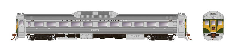 Budd RDC-1 Phase 1b - LokSound and DCC -- Canadian National D100 (As Delivered, stainless steel, green, yellow)