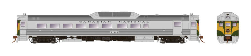 Budd RDC-2 Phase 2 - LokSound and DCC -- Canadian National D204 (As Delivered, stainless steel, green, yellow)