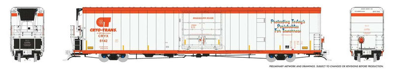 Greenbrier 72' IL 7780 Mechanical Reefer - With Sound - Ready to Run -- Cyro-Trans CRYX #5142 "Mississippi River" (white, orange)