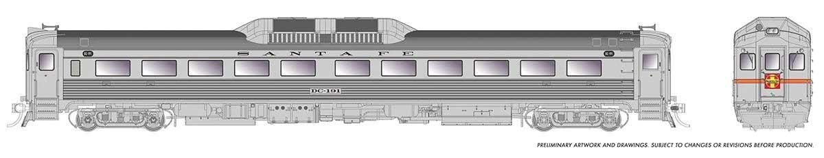 Budd RDC-1 & RDC-2 Set - Sound and DCC -- Santa Fe # DC-191, DC192 (As-Delivered, stainless, red, black, yellow)-2