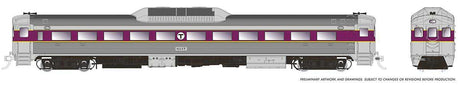 Budd RDC-1 Phase 1c - Sound and DCC -- Massachusetts Bay Transportation Authority MBTA #6125 (stainless, purple)