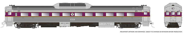 Budd RDC-1 Phase 1c - Sound and DCC -- Massachusetts Bay Transportation Authority MBTA #6125 (stainless, purple)