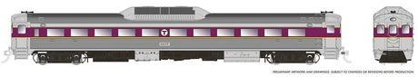 Budd RDC-1 Phase 1c - Sound and DCC -- Massachusetts Bay Transportation Authority MBTA #6133 (stainless, purple)