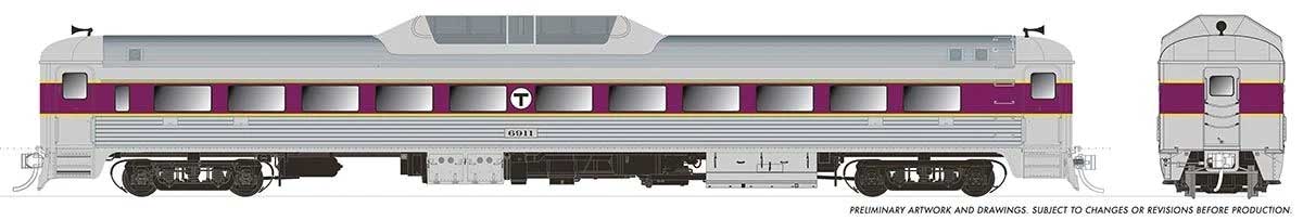 Budd RDC-9 - Sound and DCC -- Massachusetts Bay Transportation Authority MBTA #6911 (stainless, purple)