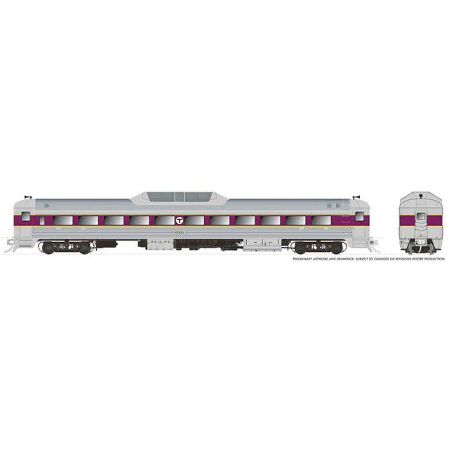 Budd RDC-9 - Sound and DCC -- Massachusetts Bay Transportation Authority MBTA #6926 (stainless, purple)