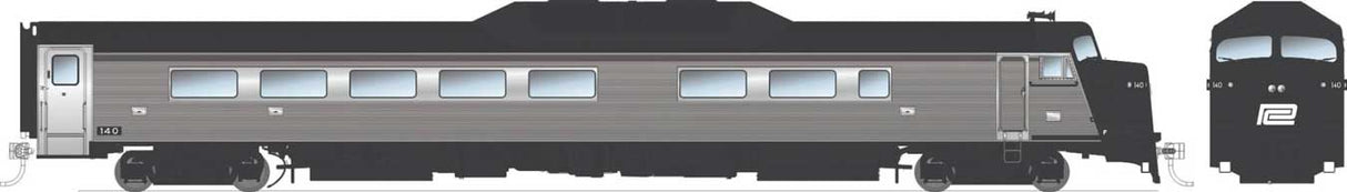Budd Roger Williams End Car - Sound and DCC -- Penn Central No Number (stainless, black, white)