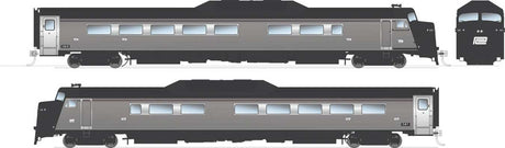 Budd Roger Williams 2-Car Set - Sound and DCC -- Penn Central (stainless, black, white)