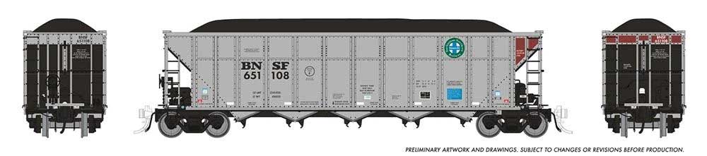 AutoFlood III Rapid Discharge Coal Hopper 6-Pack - Ready to Run -- BNSF Railway Set #1 (silver, Boxcar Red, Circle/Cross Logo)