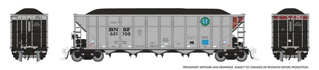 AutoFlood III Rapid Discharge Coal Hopper 6-Pack - Ready to Run -- BNSF Railway Set #1 (silver, Boxcar Red, Circle/Cross Logo)