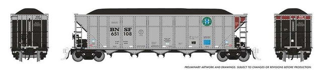 AutoFlood III Rapid Discharge Coal Hopper 6-Pack - Ready to Run -- BNSF Railway Set #1 (silver, Boxcar Red, Circle/Cross Logo)