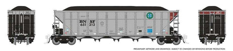 AutoFlood III Rapid Discharge Coal Hopper 6-Pack - Ready to Run -- BNSF Railway Set #2 (silver, Boxcar Red, Circle/Cross Logo)