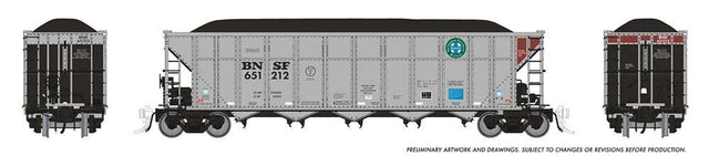 AutoFlood III Rapid Discharge Coal Hopper 6-Pack - Ready to Run -- BNSF Railway Set #2 (silver, Boxcar Red, Circle/Cross Logo)