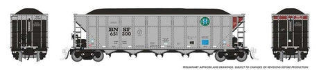 AutoFlood III Rapid Discharge Coal Hopper - Ready to Run -- BNSF Railway (silver, Boxcar Red, Circle/Cross Logo)