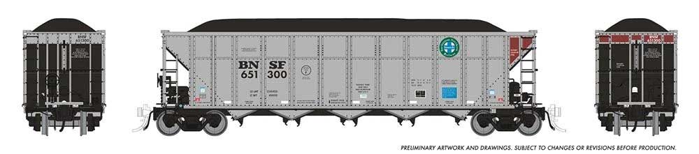 AutoFlood III Rapid Discharge Coal Hopper 6-Pack - Ready to Run -- BNSF Railway Set #3 (silver, Boxcar Red, Circle/Cross Logo)