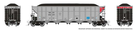 AutoFlood III Rapid Discharge Coal Hopper w/Load 6-Pack - Ready to Run -- GATX Capital GACX Set #1 (silver, black, red)