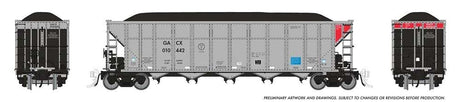 AutoFlood III Rapid Discharge Coal Hopper w/Load - Ready to Run -- GATX Capital GACX (silver, black, red)