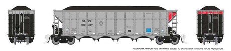 AutoFlood III Rapid Discharge Coal Hopper w/Load 6-Pack - Ready to Run -- GATX Capital GACX Set #3 (silver, black, red)