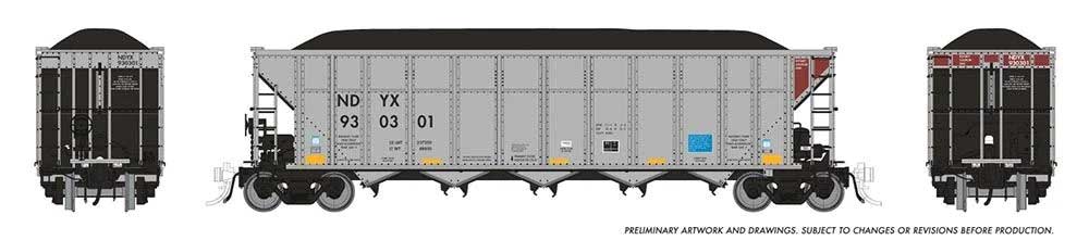 AutoFlood III Rapid Discharge Coal Hopper w/Load 6-Pack - Ready to Run -- First Union Rail NDYX Set #2 (silver, black, Boxcar Red)
