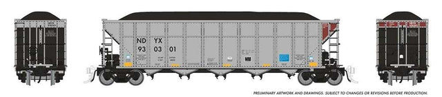 AutoFlood III Rapid Discharge Coal Hopper w/Load 6-Pack - Ready to Run -- First Union Rail NDYX Set #2 (silver, black, Boxcar Red)