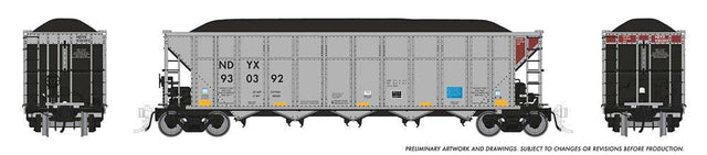 AutoFlood III Rapid Discharge Coal Hopper w/Load 6-Pack - Ready to Run -- First Union Rail NDYX Set #3 (silver, black, Boxcar Red)