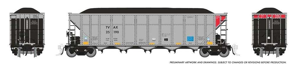 AutoFlood III Rapid Discharge Coal Hopper w/Load 6-Pack - Ready to Run -- Tennesee Valley Authority TVAX Set #2 (silver, black, red)