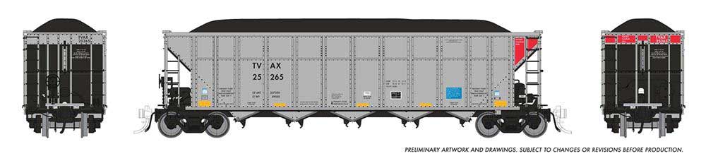 AutoFlood III Rapid Discharge Coal Hopper w/Load - Ready to Run -- Tennesee Valley Authority TVAX (silver, black, red)