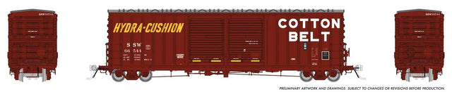 Pacific Car & Foundry B-70-69 Boxcar 6-Pack - Ready to Run -- Cotton Belt SSW #5 (Boxcar Red, white, yellow)