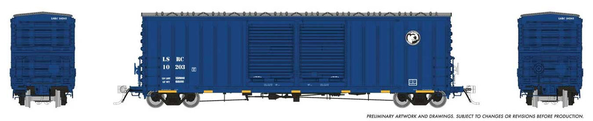 Pacific Car & Foundry B-70-75 Boxcar - Ready to Run -- Lake State Railway #10203 (blue, white)