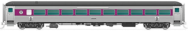 Pullman-Bradley Stainless Steel Coach No Skirts - Ready to Run -- Massachusetts Bay Transportation Authority #2530 (Stainless Steel, purple)