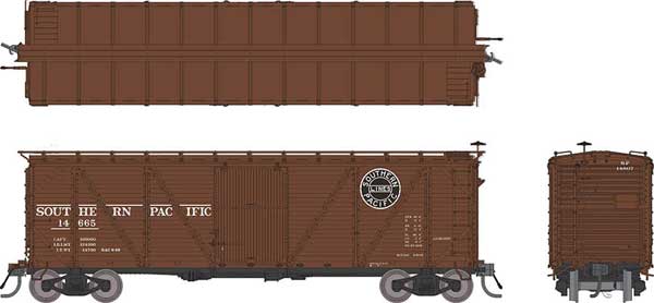 Class B-50-15 Boxcar - As Built w/ Murphy Roof - Ready to Run -- Southern Pacific (1946 to 1952 Scheme, Boxcar Red, Black Lines Logo)