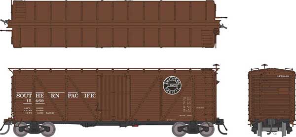 Class B-50-15 Boxcar - As Built w/Viking Roof 6-Pack - Ready to Run -- Southern Pacific (1946 to 1952 Scheme, Boxcar Red, Black Lines Logo)
