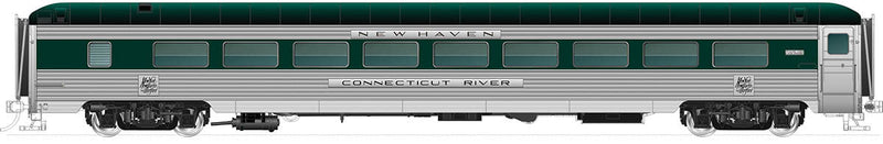 Pullman-Bradley 26-Seat Parlor-14-Seat Lounge Car w/Skirts - Ready to Run -- New Haven "Blackstone River" (Stainless Steel, green)
